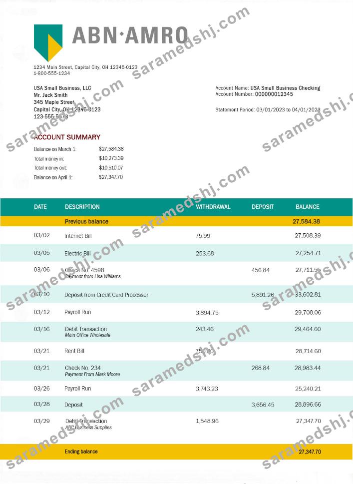 ABN AMRO Bank bank statement